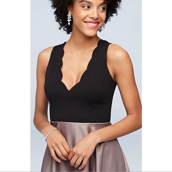 Scallop Satin Skirt High-Low Mini Dress Junior size 1 - Picture 3 of 5